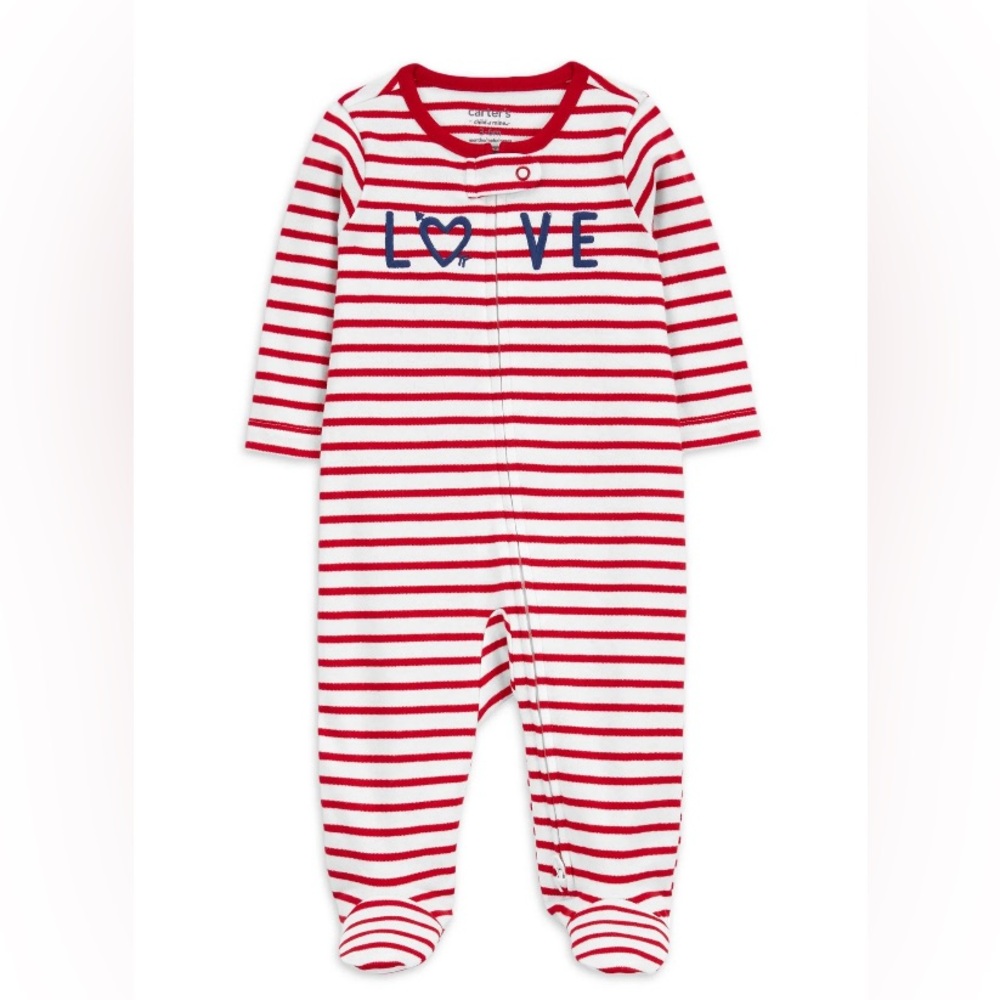 Carters Child of Mine preemie baby unisex Valentines footed onesie; size:preemie